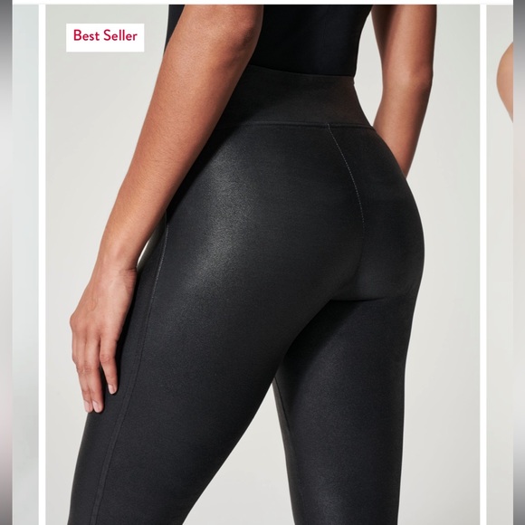 Spanx Black Faux Leather Leggings, XL Petite - Picture 4 of 9